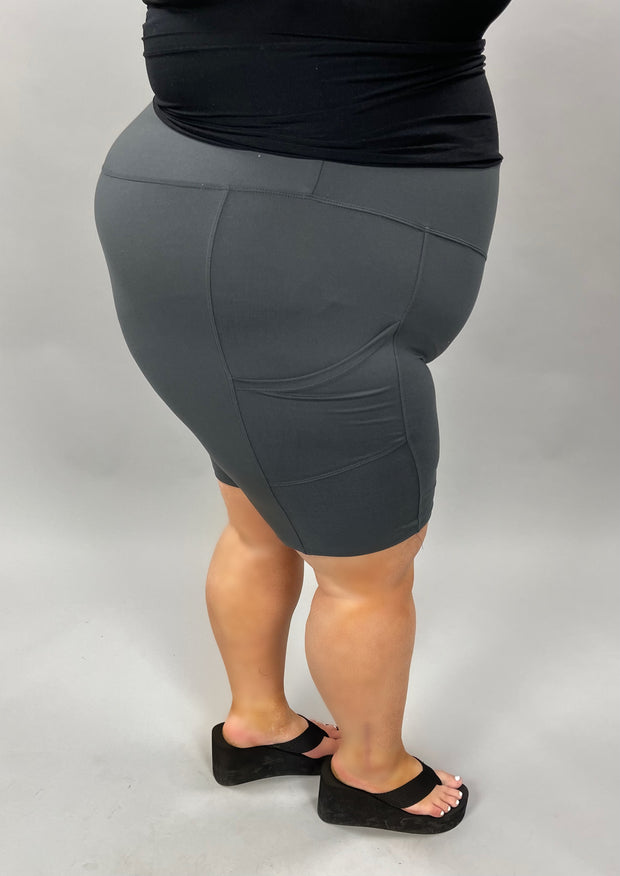 Leg-45 {Smooth Rider} Charcoal Biker Short W/Pockets