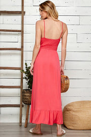 LD-R {My Best Choice} Coral Smocked Top Maxi Dress PLUS SIZE XL 2X 3X