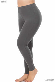 LEG-31 {Embrace Change} Ash Grey Cotton Full Length Leggings PLUS SIZE 1X 2X 3X