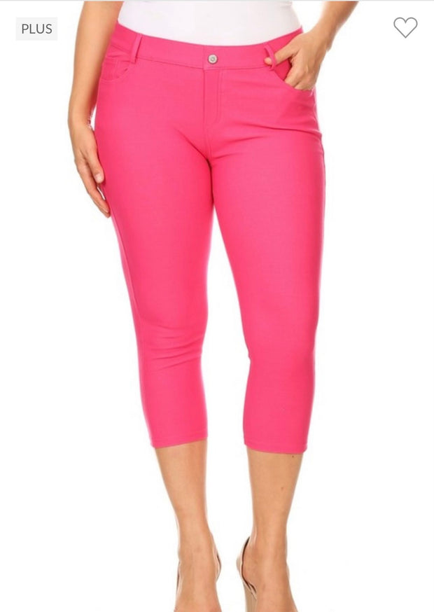 LEG-92 {Fuchsia Revolution} Fuchsia Capri Jeggings PLUS SIZE 1X 2X 3X