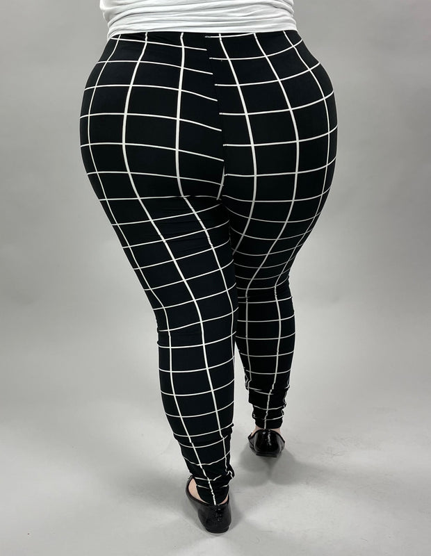 LEG-73 {On Another Page} Black Checkered Leggings EXTENDED PLUS SIZE 3X/5X