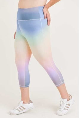 LEG-6 {Pastel Delight} Pastel Tie Dye Capri Leggings PLUS SIZE XL 1X