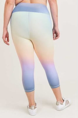 LEG-6 {Pastel Delight} Pastel Tie Dye Capri Leggings PLUS SIZE XL 1X
