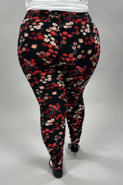 LEG-33 {Whoopsy Daisy} Black Floral Leggings EXTENDED PLUS SIZE 3X/5X