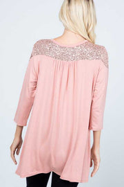 26 SD {Peach Party} Peach Long Sleeve  Top w/ Sequins PLUS SIZE XL 2X 3X