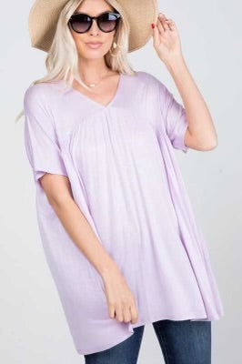 16 SSS-F {Saturday Smiles} Lavender V-Neck Tunic PLUS SIZE 1X 2X 3X