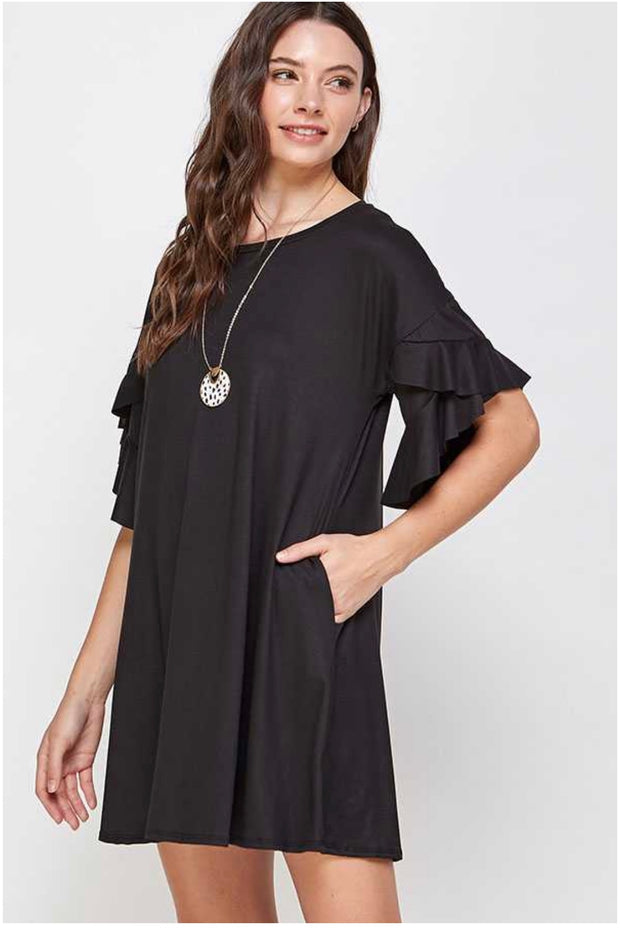 72 SSS-B {Living for Me} Black Dress W/Round Neck Plus Size 1X 2X 3X