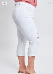 LEG-26 {Royalty For Me} White Ripped Capri Pants PLUS SIZE 14 16 18