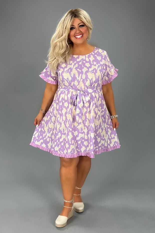 SALE!! 24 PSS-Y {Enjoy The Season} Umgee Lavender Print Dress PLUS SIZE XL 1X 2X