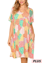 SALE!! 25 PSS-A {Whole Nine Yards} Multi-Color Floral Tiered Dress PLUS SIZE XL 2X 3X