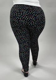 LEG-86 {Party Dots} Multi Colored Dot Print Leggings EXTENDED PLUS  3X/5X