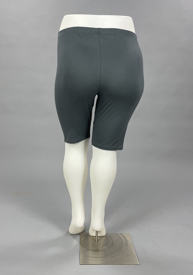 LEG-28 {A Stretch Above} GRAY Biker Shorts PLUS SIZE 1X 2X 3X