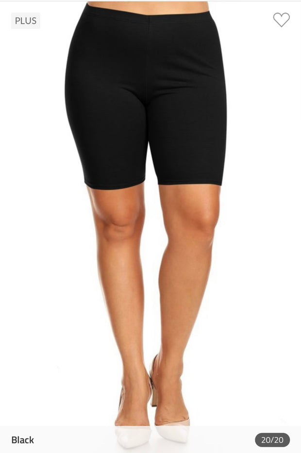 LEG-77 {Confident Choice} Black Biker  Shorts  PLUS SIZE 1X 2X 3X