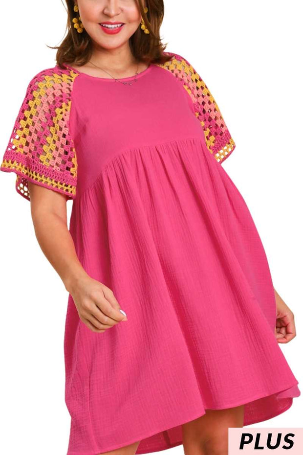 SALE!! 49 CP-C {Channel Confidence} Umgee Pink Crochet Dress PLUS SIZE XL 1X 2X