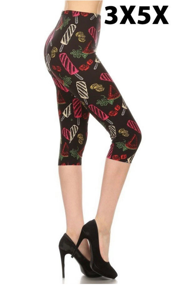 LEG-15 {Outshine} Popsicle & Watermelon Butter Soft Capri Leggings EXTENDED PLUS SIZE 3X/5X