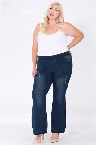 LEG-5 {Homeward Bound} Distressed Flared Jeggings PLUS SIZE XL 2X 3X