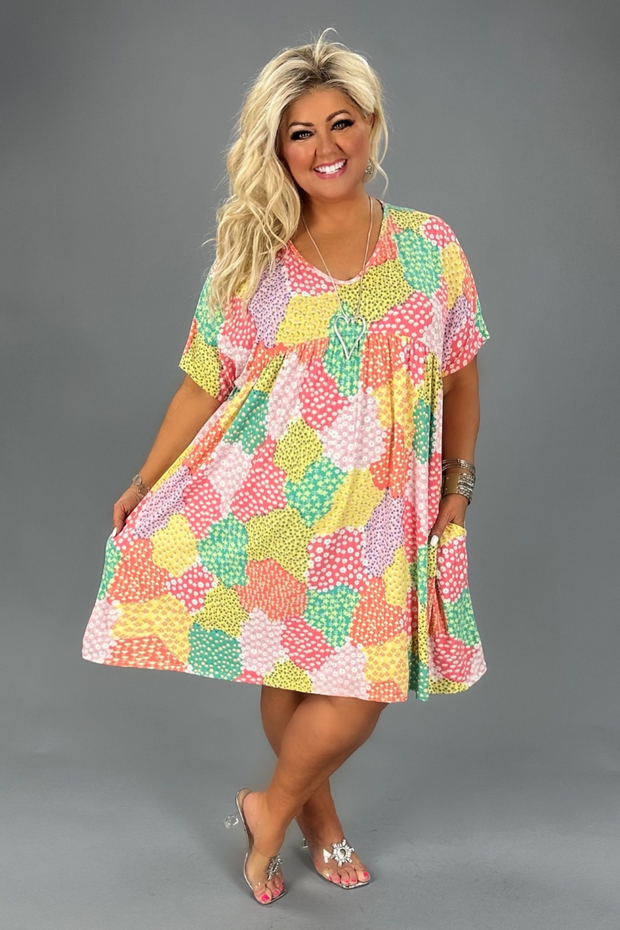 SALE!! 25 PSS-A {Whole Nine Yards} Multi-Color Floral Tiered Dress PLUS SIZE XL 2X 3X