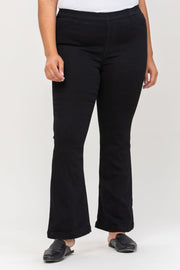 LEG-60 {Ms. Cello} Black Pull On Flair Jeans  PLUS SIZE 1X 2X 3X