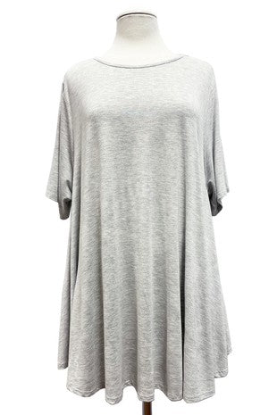 28 SSS {Simple Value} Light Grey Short Sleeve  Top PLUS SIZE XL 2X 3X
