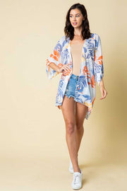 OT-M {Palm Beach} Sheer Blue/Orange/ Yellow Cardigan PLUS SIZE 1X 2X 3X