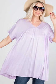 16 SSS-F {Saturday Smiles} Lavender V-Neck Tunic PLUS SIZE 1X 2X 3X