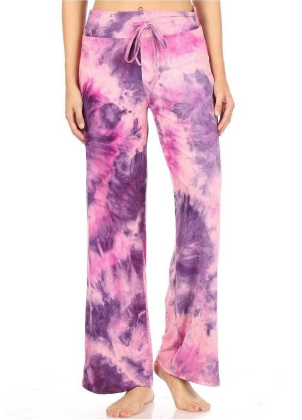 Leg-44 {Happiness In The Tye}  Purple Butter-Soft Wide Leg Pants PLUS SIZE 1X 2X 3X