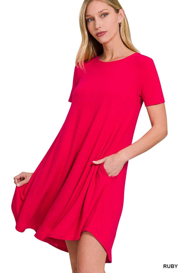 12 SSS-H {Radiate Positivity}  Ruby Red Dress w/Pockets PLUS SIZE 1X 2X 3X