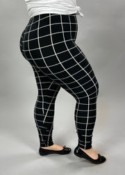 LEG-73 {On Another Page} Black Checkered Leggings EXTENDED PLUS SIZE 3X/5X