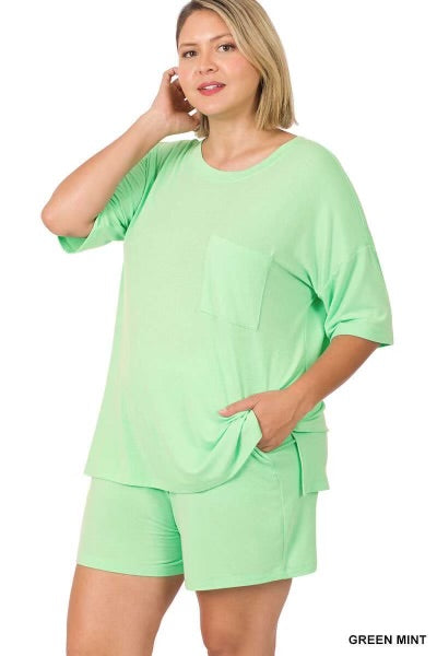 LEG-74 {Got Things To Do} Mint Short Sleeve Short Set