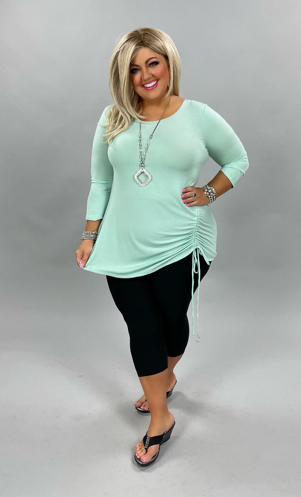 SALE!! 41 SQ-A {Mint Social} Mint Tunic with Ruched Side PLUS SIZE XL 2X 3X