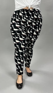 LEG-57 {Bye Bye Birdie} Black Bird Print Leggings  EXTENDED PLUS SIZE 3X/5X