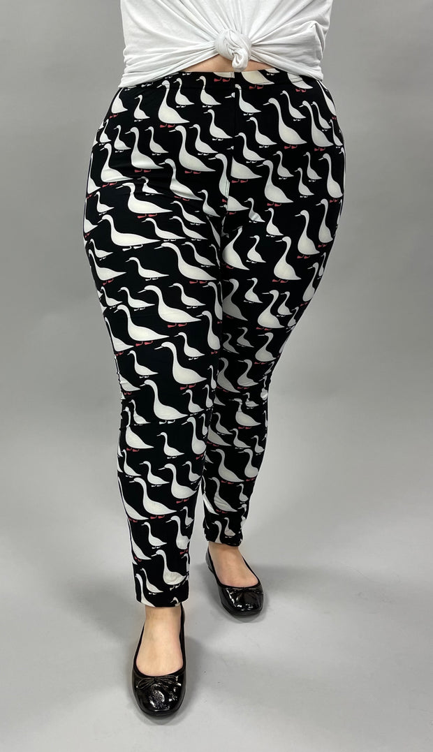 LEG-57 {Bye Bye Birdie} Black Bird Print Leggings  EXTENDED PLUS SIZE 3X/5X