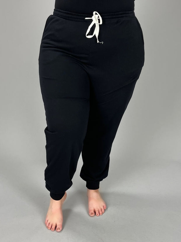 LEG-100 {Run After Me} Black Jogging Pants PLUS SIZE 1X 2X 3X