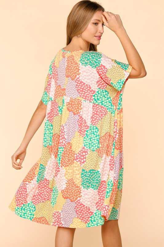 SALE!! 25 PSS-A {Whole Nine Yards} Multi-Color Floral Tiered Dress PLUS SIZE XL 2X 3X