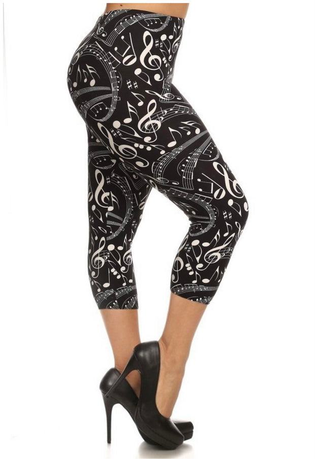 LEG-11 {Peak Condition) Black Music Butter Soft Capri Leggings PLUS SIZE