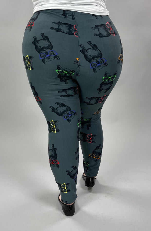 LEG-55 {Cool Pups}  Dogs w/Glasses Printed Leggings