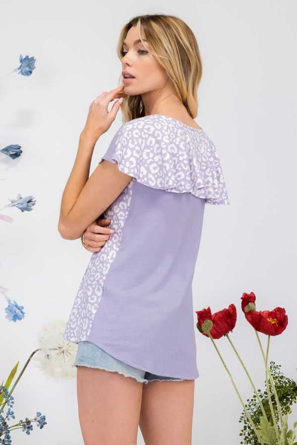 SALE!! 23 CP-B {Good Intentions} Lilac Animal Print V-Neck Top PLUS SIZE XL 2X 3X