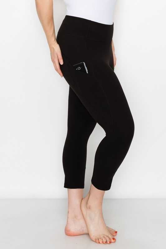 LEG-94 {Crunch Time} Black Yoga Capri Pants  PLUS SIZE 1X 2X 3X