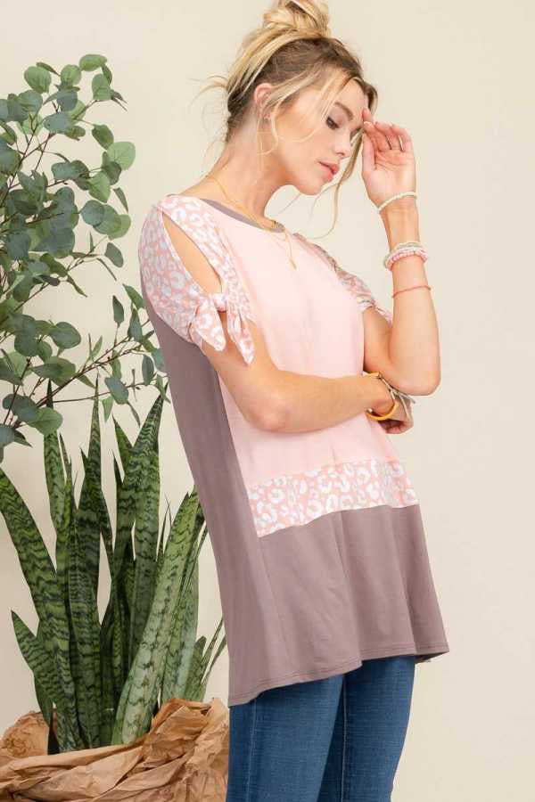 SALE!! 23 CP-A {Peach Blast} Peach/Mocha  Animal Print Top PLUS SIZE XL 2X 3X