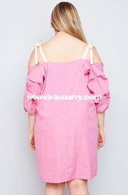 Off-Strawberry Pink With Ruched Sleeves Sale!! Off Shoulder