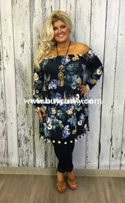 Pq-Q Auditions Navy Floral With Tassel Hem Sale! Pq