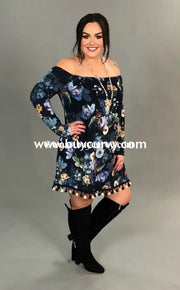 Pq-Q Auditions Navy Floral With Tassel Hem Sale! Pq