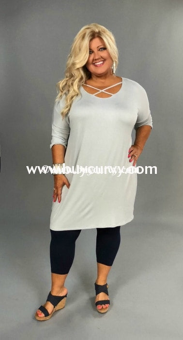 Sq-B Grey Sky Morning Tunic With Criss-Cross Detail Sq