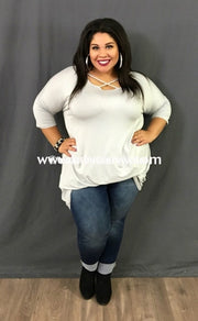 Sq-B Grey Sky Morning Tunic With Criss-Cross Detail Sq