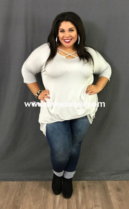 Sq-B Grey Sky Morning Tunic With Criss-Cross Detail Sq