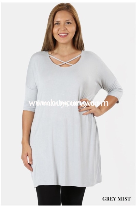 Sq-B Grey Sky Morning Tunic With Criss-Cross Detail Sq
