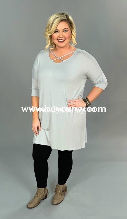 Sq-B Grey Sky Morning Tunic With Criss-Cross Detail Sq
