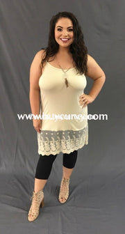 Sv-B {Just For Fun} Long Beige Cami Top Extender With Lace Sleeveless