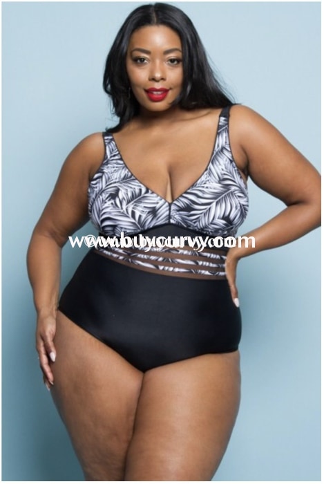 Swim {Hawaiian Tropics} Black & White Printed Swimsuit (Runs Small) Swimwear